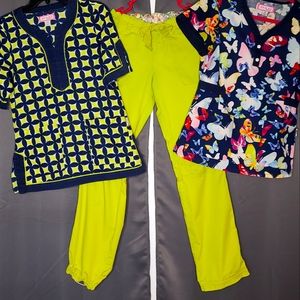 Koi Scrub Pant Small Tall 2 coordinating Koi Tops Small